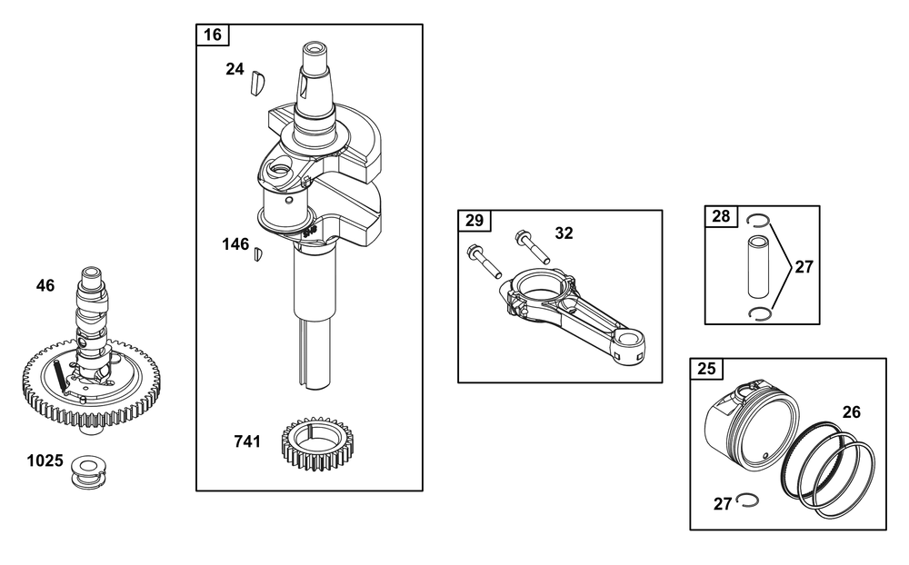 Crankshaft Group Diagram and Parts List for 356777-0154-G1 200000 - 399999 Briggs and Stratton Engine